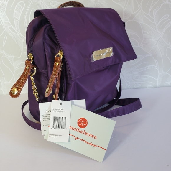 Samantha Brown Messenger Crossbody Bag Purple NEW Travel Bag - Picture 2 of 7